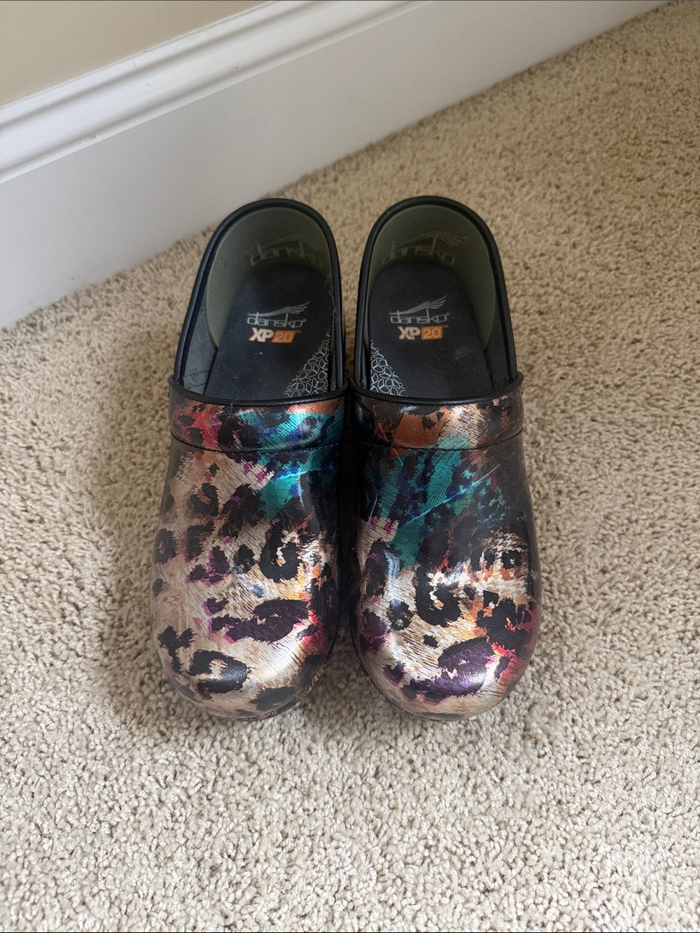 Dansk Metallic Leopard Print Clogs in Multicolor